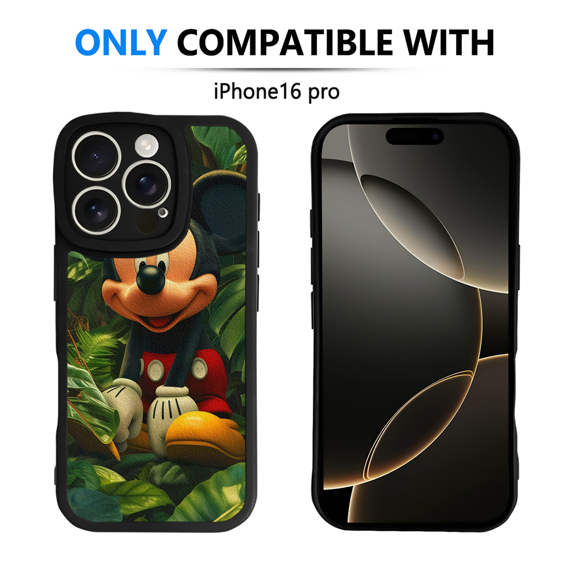 （画像用） ミッキーマウス Mickey Mouse 【iPhone 16シリーズ対応】シリコンスマホケース（レザー調） 材質：シリコン